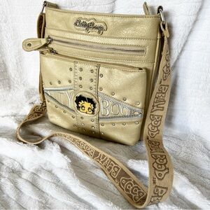Betty Boop Crossbody Bag Gold Jewel-Studded